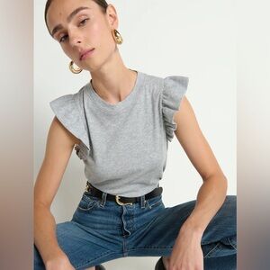 Nation LTD Gray Ruffle Sleeve Paulette Top